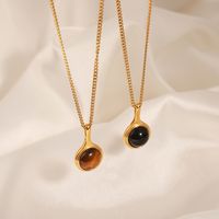 Casual Simple Style Geometric Titanium Steel Plating Agate 18k Gold Plated Pendant Necklace main image video