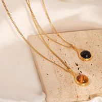 Casual Simple Style Geometric Titanium Steel Plating Agate 18k Gold Plated Pendant Necklace main image 5