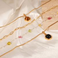 Casual Simple Style Geometric Titanium Steel Plating Agate 18k Gold Plated Pendant Necklace main image 10