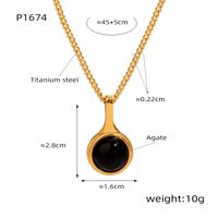 Casual Simple Style Geometric Titanium Steel Plating Agate 18k Gold Plated Pendant Necklace main image 4