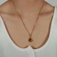 Casual Simple Style Geometric Titanium Steel Plating Agate 18k Gold Plated Pendant Necklace sku image 3