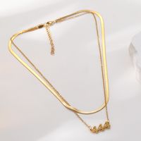 Elegant Simple Style Number Stainless Steel Plating 18k Gold Plated Double Layer Necklaces main image 3
