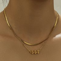 Elegant Simple Style Number Stainless Steel Plating 18k Gold Plated Double Layer Necklaces main image 6