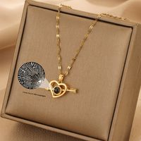 Einfacher Stil Herzform Kupfer 18 Karat Vergoldet Halskette Mit Anhänger main image 5