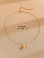 Einfacher Stil Herzform Kupfer 18 Karat Vergoldet Halskette Mit Anhänger main image 2