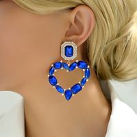 1 Pair Elegant Romantic Heart Shape Plating Inlay Alloy Glass Drop Earrings main image 6
