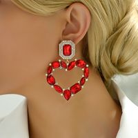 1 Pair Elegant Romantic Heart Shape Plating Inlay Alloy Glass Drop Earrings main image 5