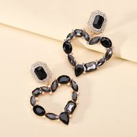 1 Pair Elegant Romantic Heart Shape Plating Inlay Alloy Glass Drop Earrings main image 7