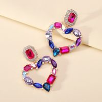 1 Pair Elegant Romantic Heart Shape Plating Inlay Alloy Glass Drop Earrings main image 10