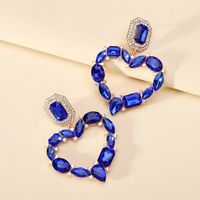 1 Pair Elegant Romantic Heart Shape Plating Inlay Alloy Glass Drop Earrings sku image 2