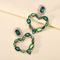 1 Pair Elegant Romantic Heart Shape Plating Inlay Alloy Glass Drop Earrings sku image 4