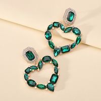 1 Pair Elegant Romantic Heart Shape Plating Inlay Alloy Glass Drop Earrings sku image 6