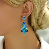 1 Pair Elegant Shiny Geometric Plating Alloy Glass Drop Earrings main image 4