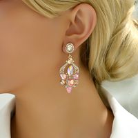 1 Pair Elegant Shiny Geometric Plating Alloy Glass Drop Earrings main image 5