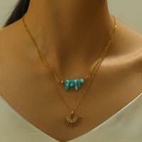 Casual Vacation Sun Stainless Steel 18k Gold Plated Double Layer Necklaces main image 1