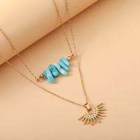 Casual Vacation Sun Stainless Steel 18k Gold Plated Double Layer Necklaces main image 3