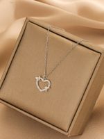 Sweet Heart Shape Butterfly Copper Zircon Pendant Necklace main image 3