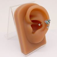 1 Piece Ear Cartilage Rings & Studs Fashion Heart Shape Butterfly Skull Stainless Steel Copper Plating Inlay Rhinestones White Gold Plated main image 9