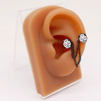 1 Piece Ear Cartilage Rings & Studs Fashion Heart Shape Butterfly Skull Stainless Steel Copper Plating Inlay Rhinestones White Gold Plated main image 10
