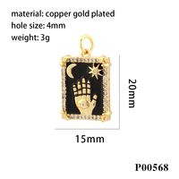 1 Piece Ig Style Hip-hop Hand Copper Enamel Inlay Pendant Jewelry Accessories sku image 4