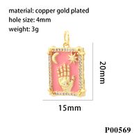 1 Piece Ig Style Hip-hop Hand Copper Enamel Inlay Pendant Jewelry Accessories main image 8