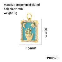 1 Piece Ig Style Hip-hop Hand Copper Enamel Inlay Pendant Jewelry Accessories main image 6