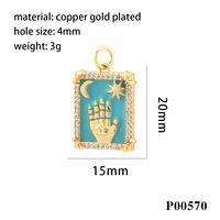 1 Piece Ig Style Hip-hop Hand Copper Enamel Inlay Pendant Jewelry Accessories sku image 6