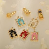 1 Piece Ig Style Hip-hop Hand Copper Enamel Inlay Pendant Jewelry Accessories main image 1