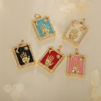 1 Piece Ig Style Hip-hop Hand Copper Enamel Inlay Pendant Jewelry Accessories main image 10
