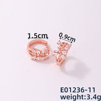 1 Piece Casual Simple Style Leaves Copper Zircon K Gold Plated Rhodium Plated Huggie Earrings sku image 2