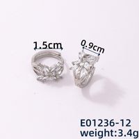 1 Piece Casual Simple Style Leaves Copper Zircon K Gold Plated Rhodium Plated Huggie Earrings sku image 3