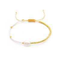 IG Style Geometric Freshwater Pearl Soft Clay Copper Beaded Knitting Unisex Drawstring Bracelets sku image 1