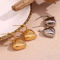 1 Pair Simple Style Heart Shape Plating Stainless Steel 18k Gold Plated Drop Earrings main image 4