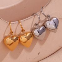 1 Pair Simple Style Heart Shape Plating Stainless Steel 18k Gold Plated Drop Earrings main image 3