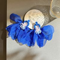 1 Pair Casual Sweet Flower Arylic Cloth Glass Drop Earrings sku image 1