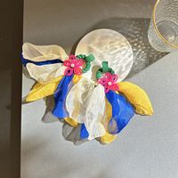 1 Pair Casual Sweet Flower Arylic Cloth Glass Drop Earrings sku image 2