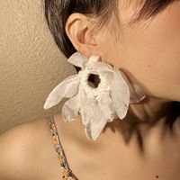 1 Pair Sweet Flower Arylic Cloth Drop Earrings main image 4