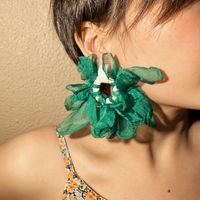 1 Pair Sweet Flower Arylic Cloth Drop Earrings main image 1