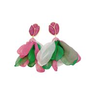 1 Pair Sweet Flower Alloy Cloth Resin Drop Earrings main image 5