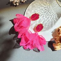 1 Pair Sweet Flower Alloy Cloth Resin Drop Earrings main image 4