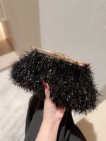 Black Pu Leather Solid Color Sequins Square Tassel Evening Bags main image 3