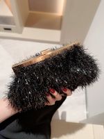 Black Pu Leather Solid Color Sequins Square Tassel Evening Bags main image 1