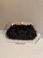 Black Pu Leather Solid Color Sequins Square Tassel Evening Bags main image 5