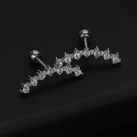 1 Pair Simple Style Moon Plating Inlay Carving Stainless Steel Zircon Ear Studs main image 1