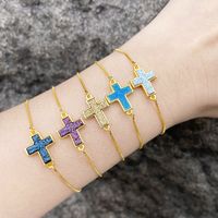 Simple Style Cross Copper Plating 18k Gold Plated Bracelets main image 1