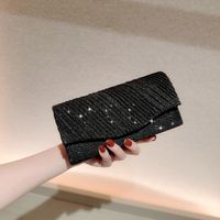Gold Silver Black Pu Leather Solid Color Rhinestone Square Evening Bags main image 7