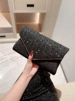 Gold Black Polyester Solid Color Sequins Square Evening Bags main image 6