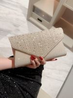 Gold Black Polyester Solid Color Sequins Square Evening Bags main image 4