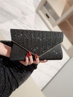 Gold Black Polyester Solid Color Sequins Square Evening Bags main image 7