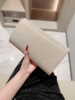 Gold Black Polyester Solid Color Sequins Square Evening Bags main image 3
